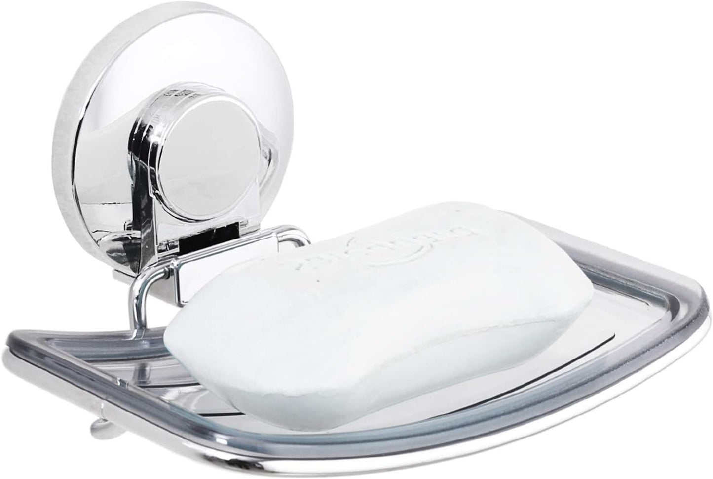 LEVERLOC Soap Holder Shower with Hooks, Bar Suction Cup Soap Dish Tray for Wall, Rust-Proof Stainless Steel Sponge Caddy for Bathroom Accessories Organizer Bathtub Kitchen Sink, Black
