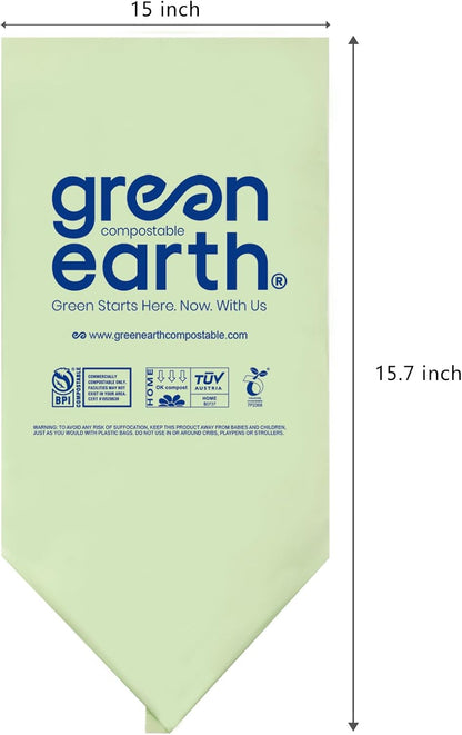 Green Earth Compostable Tall Kitchen Food Scrap Trash Bags, Superior Strength 0.9 Mil, Compost Bin Compatible, 13 Gallon, 49 Liter, 50-Count, ASTM D6400, BPI (US) & OK Compost Home (EU) Certified