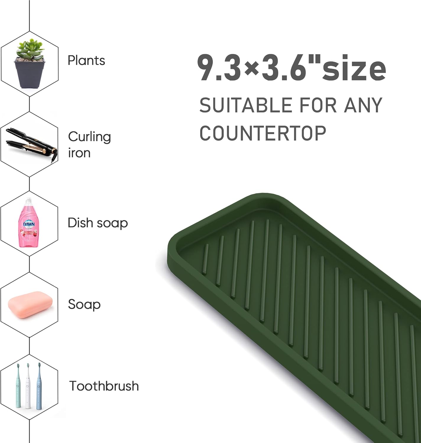 EG-SIPRO Silicone Sponge Holder, Kitchen Sink Organizer Tray, Sponge Caddy for Bathroom Counter, Dish Soap Holder, Scouring Pad