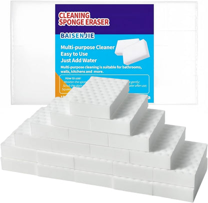 Magic Sponges Eraser,10 Pack Melamine Sponge in Bulk,2X Density,Long Lasting,Cleaning Sponge for Kitchen, Bathroom,Bathtub, Sink,Furniture, Wall Cleaner (White,3.93x2.36x0.79in)