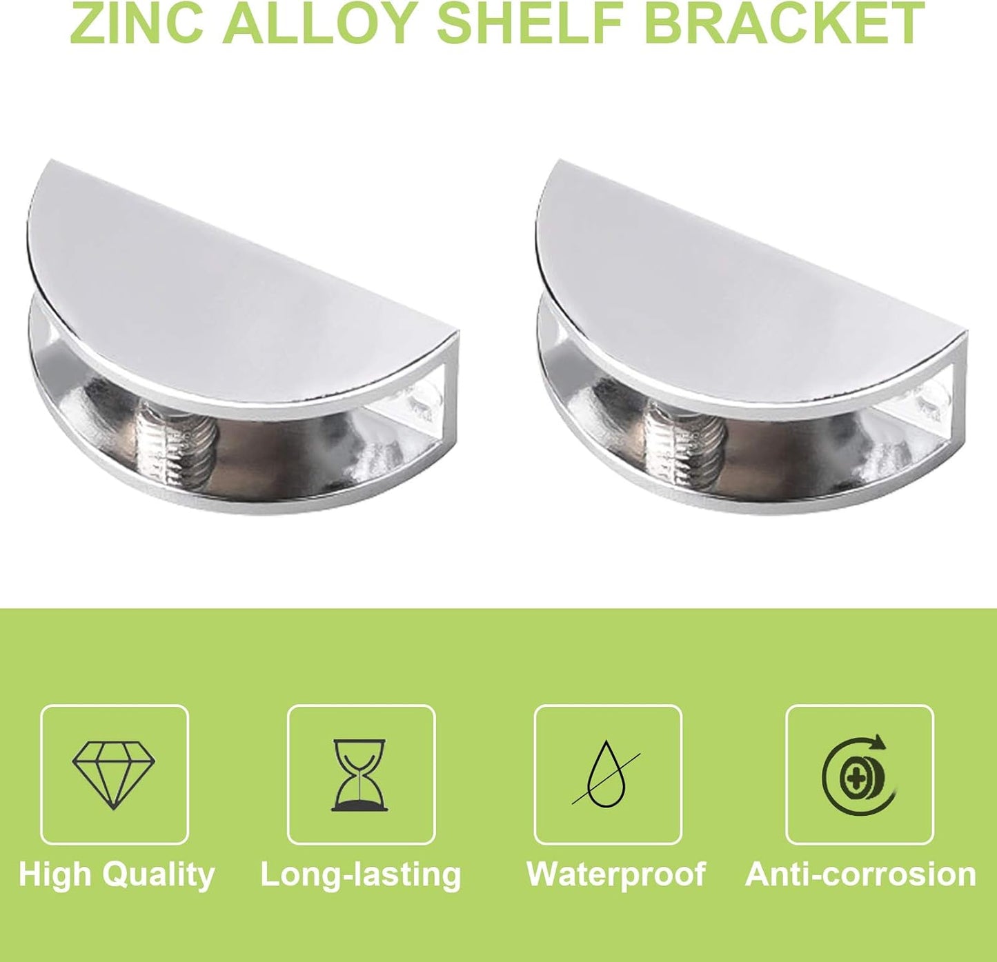 8Pcs Adjustable Half Round Glass Shelf Brackets 201 Stainless Steel Glass Clamp Clips Wall Mounted Brushed Shelf Holder Supports Mounting Brace for 3-8mm Thick Glasses