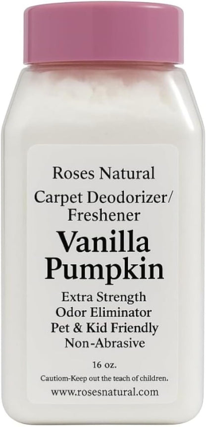 Vanilla Pumpkin Carpet Deodorizer Powder – Pet Odor Eliminator Carpet Freshener, Rugs & Upholstery, Natural Baking Soda Carpet Powder, Kid & Pet Friendly, Long Lasting Scent, 16 oz