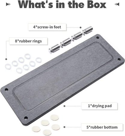 Kitchen Sink Caddy Water Absorbing Stone Tray For Sink, Diatomite Bathroom Countertop Tray Organizer, Faucet Stone Drying Mat Coaster Soap Dish Sponge Dispenser Holder (Grey)