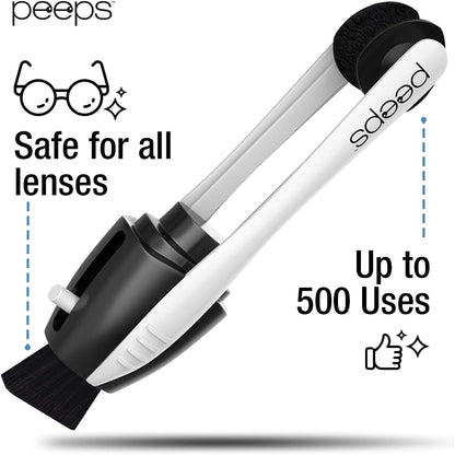 Peeps Glasses Cleaner - for Eyeglasses, Reading Glasses, and More - Lens Cleaner with Carbon Microfiber Tech-Injected Blue-1 Count (Pack of 1)