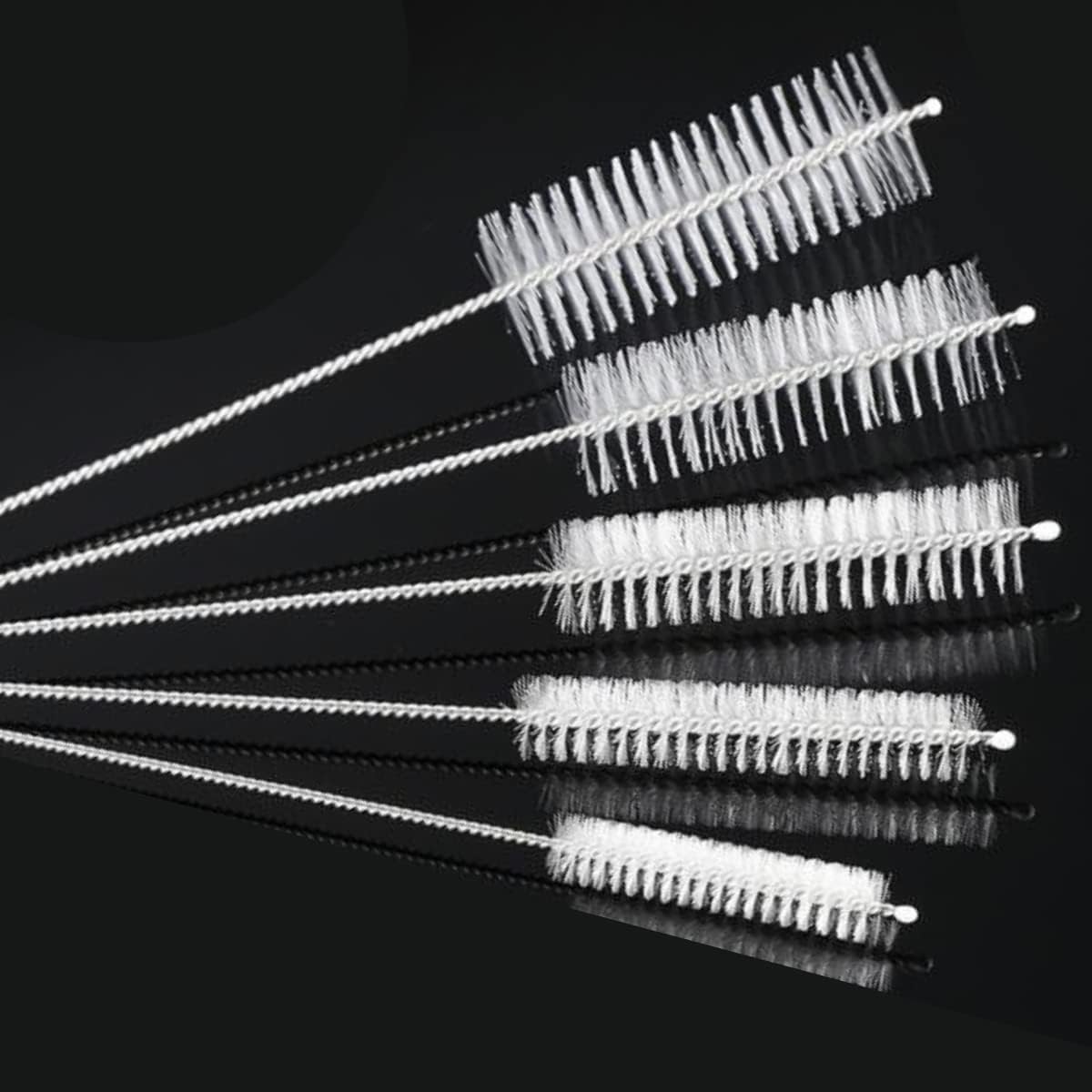 10" Tube Cleaning Brush Set, 5 Pack Large, Extra Long Nylon Straw Brushes with Flexible Handles for Bottles, Cleaning Straws, Pipe Cleaners, Keyboard, Glass, Guns, Detailing and Deep Cleaning, Black