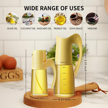 Ankou Olive Oil Sprayer Oil Spray Bottle,10oz/300ml Oil Dispenser Spray for Kitchen, High Borosilicate Glass Fine Mist Oil Sprayer for Cooking, Leakproof, BPA-Free Vinegar bottles for Salad, BBQ