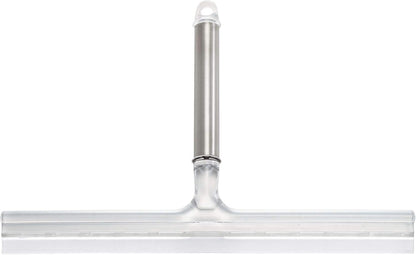 iDesign Forma Brushed Stainless Steel Squeegee with Suction Storage Hook - 12" x 8"