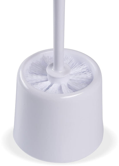 SPARTA 16-Inch Durable Toilet Brush with Storage Holder, Bowl Brush with Caddy with Sturdy Polypropylene Bristles for Effective Cleaning, White Plastic Handle for Secure Grip, White