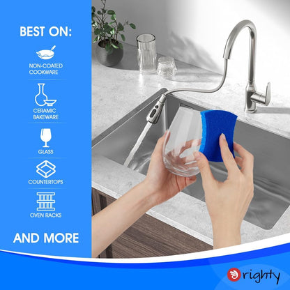 Orighty Non-Scratch Scrub Sponge, 24-Pack, Cellulose Kitchen Scrubber Sponges, Ideal for Kitchen Cleaning, Non-Stick Cookware, Washing Dishes, Bathroom, and Household