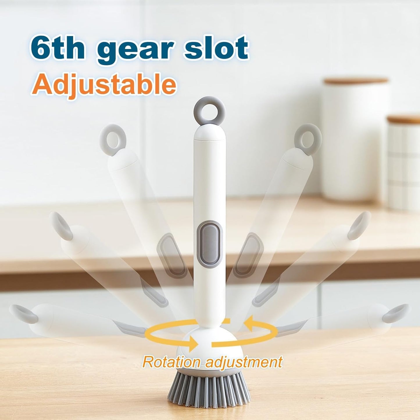 2PCS 360° Rotating Soap Dispensing Dish Brush - Refillable Soap Handle, Multi-Surface Cleaning Brush for Cookware, Cups, Sinks, Bottles, Stoves & Bathrooms (6x27cm)