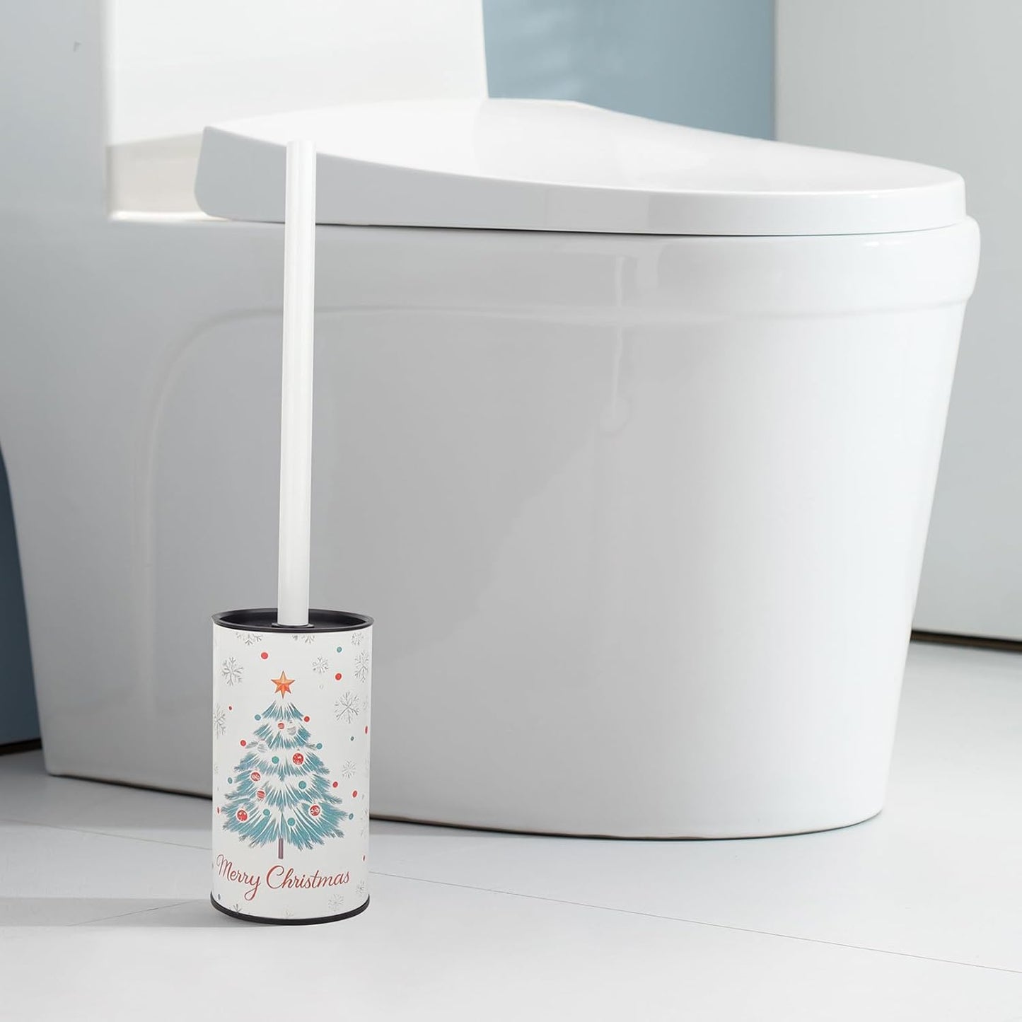 Toilet Brush and Holder Set - Toilet Bowl Brush and Holder with Sturdy Bristles Bathroom Accessories Toilet Cleaner Brush for Bathroom (White)