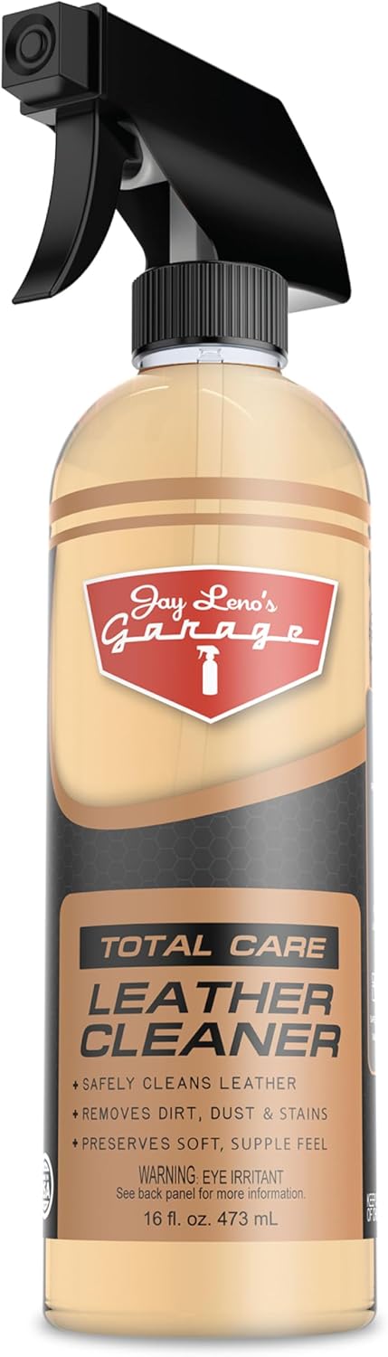 Jay Leno's Garage Car Leather Conditioner and Auto Leather Care - Professional Leather Conditioner for Car Seats, Nourishes Protects & Restores, Lanolin & Beeswax Formula, Non-Greasy Finish (16 oz)
