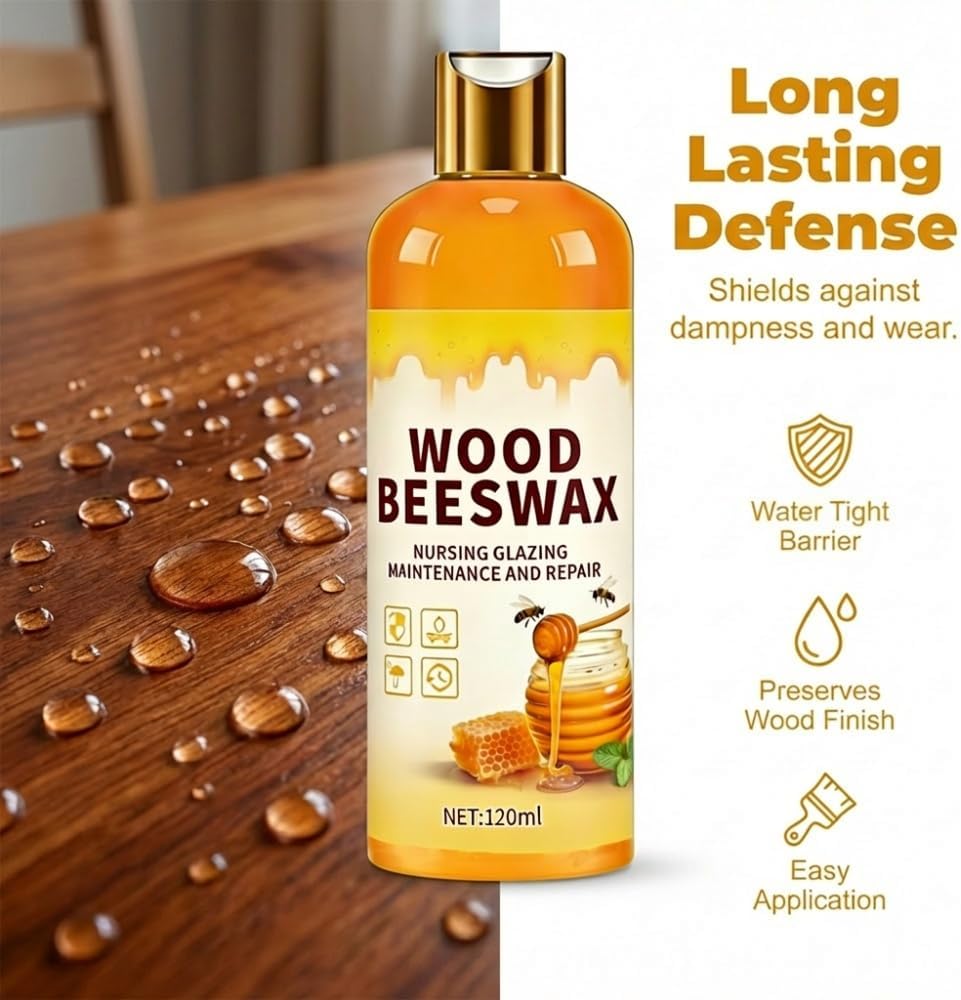 Beeswax Wood Polish, 2026 New Natural Beeswax Furniture Polish and Cleaner Micro Molecularized Essential Oil Spray Furniture Restorer for Floors Cabinets Tables (1PCS 120ML)
