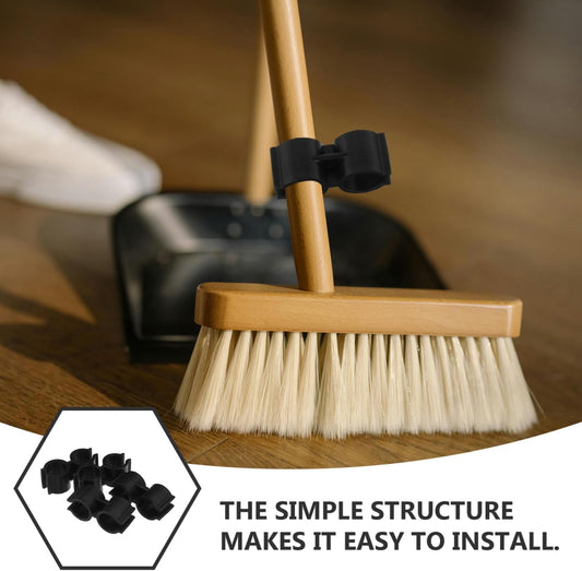 PRETYZOOM Double Pipe Clamp Dustpan Broom Connector Clip for 0.7-0.8 Inch Diameter Brooms and Dustpans Easy Installation Space Saving Cleaning Tool Organizer