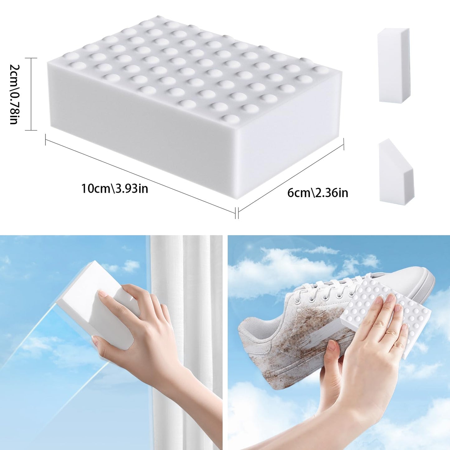 Magic Erasers Sponge, 100 Pack Extra Premium Melamine Sponge Foam Cleaning Pads in Bulk, Non-Scratch Scrub Sponge, Household Cleaning Kitchen Dish Sponges (White)
