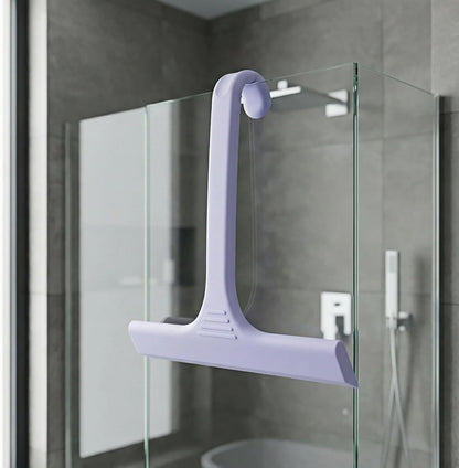 Silicone Shower Squeegee - All-in-One Design with Built-in Hook, 10 Inch Streak-Free Bathroom and car Cleaner for Glass Doors, Mirrors, Windows, Tiles Purple