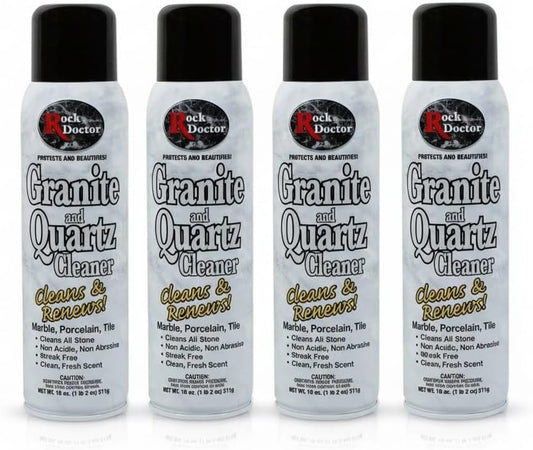 Rock Doctor Granite & Quartz Cleaner Spray 18 oz. Can, Cleans Tile, Marble, Kitchen Countertop, and Natural Stone Surfaces, Streak-Free Shine - Pack of 4