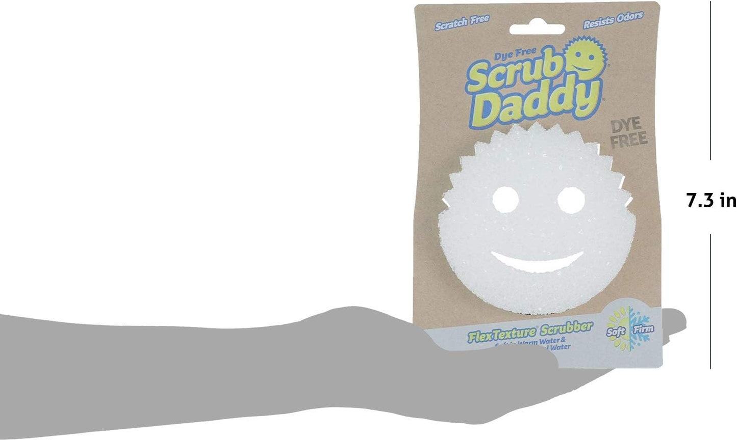 Scrub Daddy Sponge - Dye Free - Scratch-Free Scrubber for Dishes and Home, Odor Resistant, Soft in Warm Water, Firm in Cold, Deep Cleaning, Dishwasher Safe, Multi-use, 1ct (2 Pack)