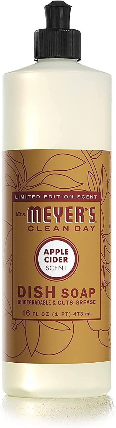 Mrs. MEYER'S CLEAN DAY Liquid Dish Soap 3 Pack Variety, Acorn Spice, Apple Cider, Fall Leaves, 16 OZ Each, 1 CT