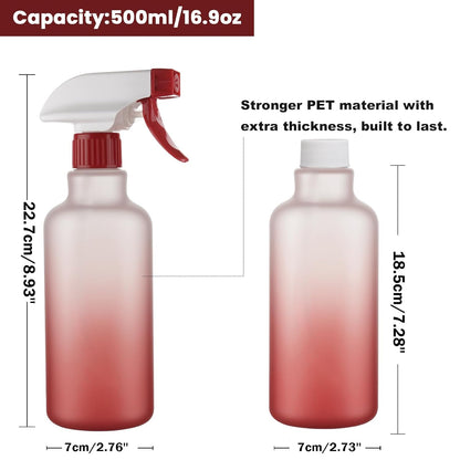 Plastic Spray Bottles Empty Spray Bottle 16.9oz/500ml 2 Pack Heavy Duty Spraying Bottles Mist/Stream Water Bottle for Cleaning Solutions, Essential Oils, Hair (Clear)