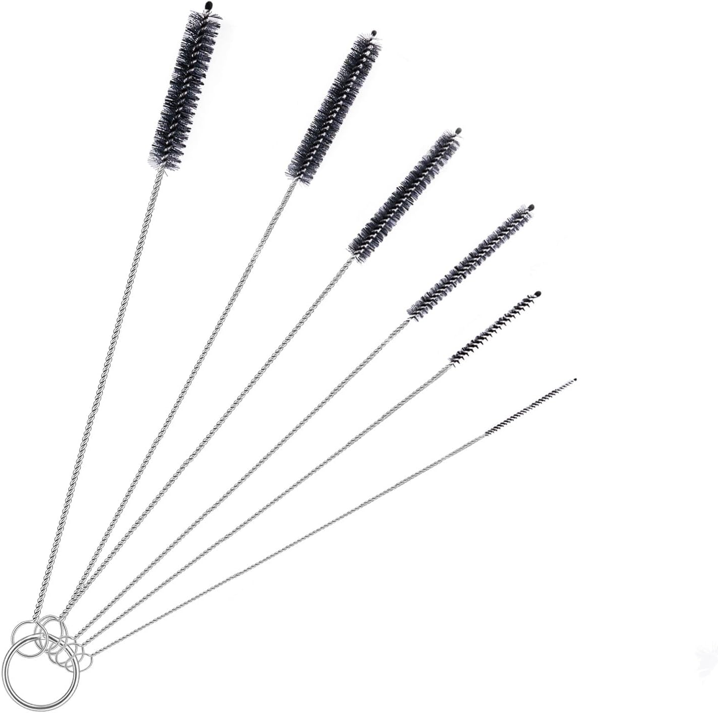 Brush Family Straw Cleaner Brush Set,6 Piece 12" Long Pipe Tube Bottle Brushes for Cleaning Narrow Neck Bottles,Coffee Maker,Glass Cups