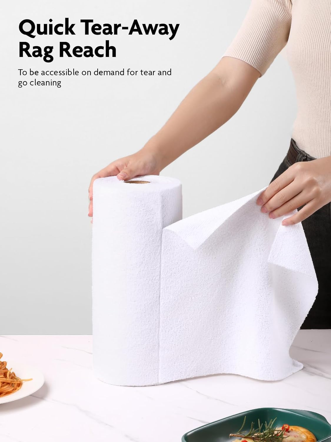Fantasticlean Microfiber Cleaning Cloth Roll -40 Pack, Tear Away Microfiber Towels, 12" x 12", Reusable, Washable, Scratch Free, Ultra Absorbent Dishcloth for All-Around Cleaning Supplies (White)
