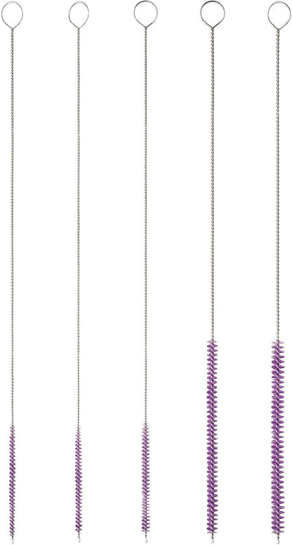 10" Tube Cleaning Brush Set, 5 Pack Large, Extra Long Nylon Straw Brushes with Flexible Handles for Bottles, Cleaning Straws, Pipe Cleaners, Keyboard, Glass, Guns, Detailing and Deep Cleaning, Black