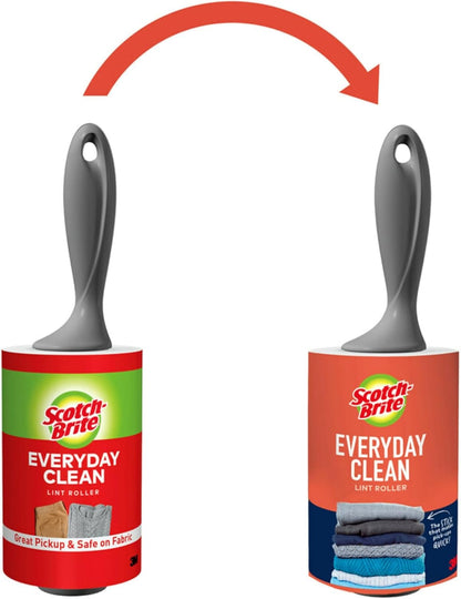 Scotch-Brite Everyday Clean Lint Roller, 95 Sheets, Multi-Purpose Pet Hair, Fuzz, and Lint Remover for Clothes, Furniture, Vehicle Upholstery, and More