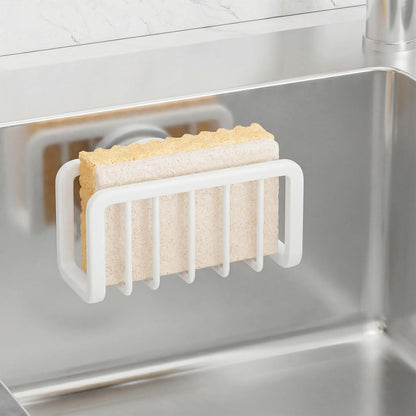 TAILI Sponge Holder for Kitchen Sink with Strong Suction Cup, Rustproof Aluminum Sink Caddy for Sponges, Removable Sponge Holder, Dish Brush for Scraper - Silver