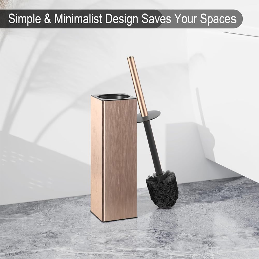 BGL Toilet Brush and Holder Set, Matte Black Freestanding for Bathroom Storage and Organization, Square Design Sturdy and Space Saving