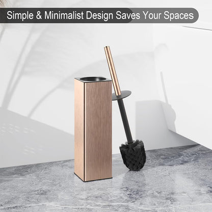 BGL Toilet Brush and Holder Set, Matte Black Freestanding for Bathroom Storage and Organization, Square Design Sturdy and Space Saving