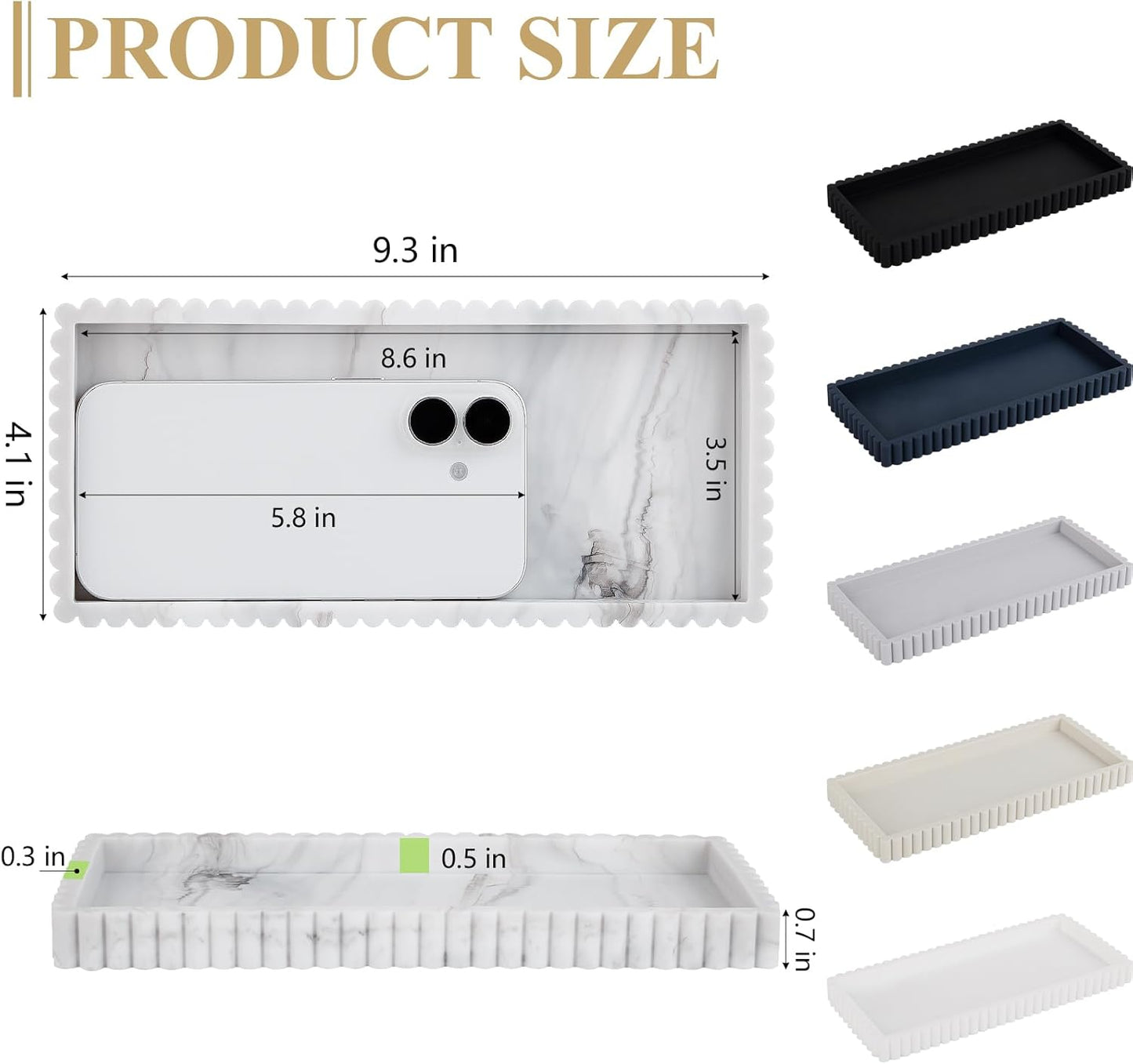 Silicone Bathroom Tray Small Vanity Organizer Rectangle Sink Caddy Sponge Holder Kitchen Counter Decor for Dish Soap, Perfume, Candle, Beige
