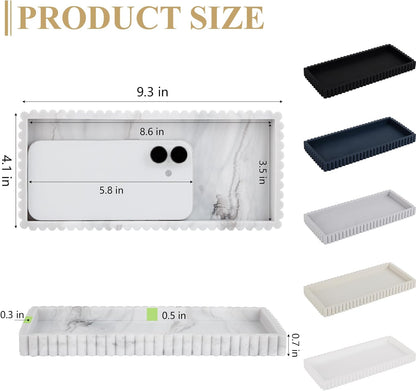 Silicone Bathroom Tray Small Vanity Organizer Rectangle Sink Caddy Sponge Holder Kitchen Counter Decor for Dish Soap, Perfume, Candle, Beige