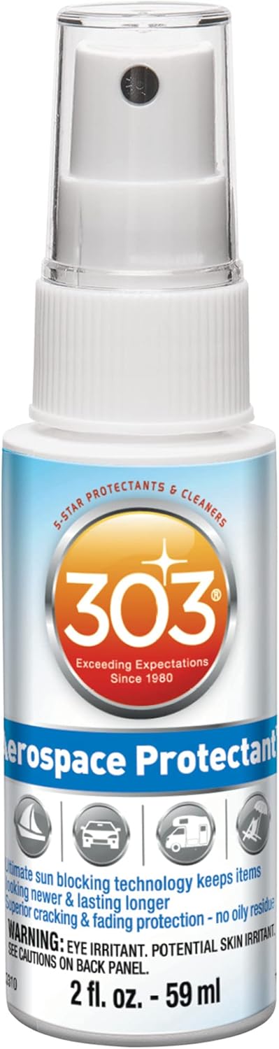 303 Products (30308CSR) UV Protectant Spray for Vinyl, Plastic, Rubber, Fiberglass, Leather & More – Dust and Dirt Repellant - Non-Toxic, Matte Finish, 16 Fl. oz., White