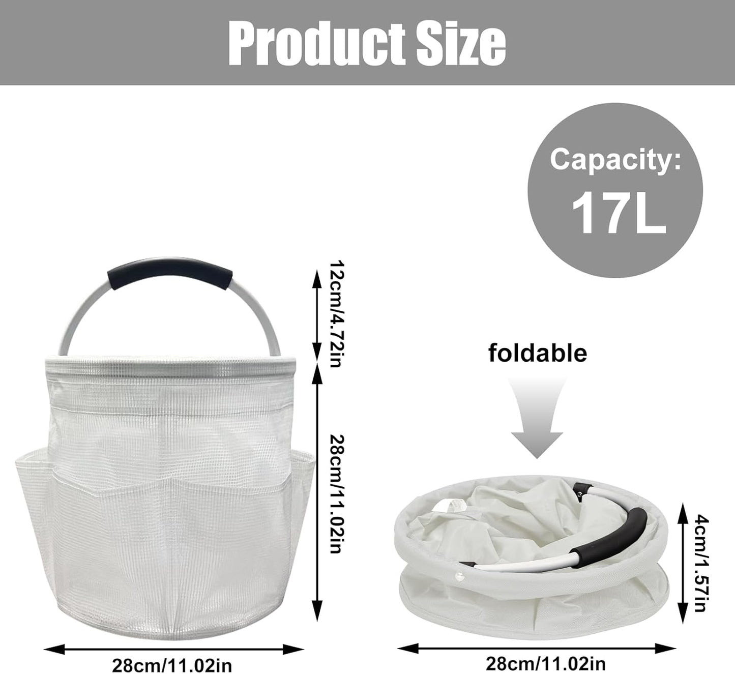 Qivine 17L Cleaning Caddy with Handle, Cleaning Supply Caddy Foldable Tool Bag Cleaning Products Organizers Portable Cleaning Bucket Organiser for Storing Towels(Blue)