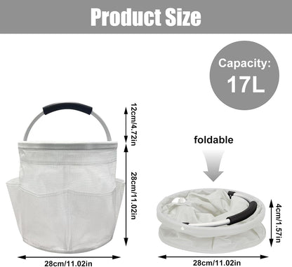 Qivine 17L Cleaning Caddy with Handle, Cleaning Supply Caddy Foldable Tool Bag Cleaning Products Organizers Portable Cleaning Bucket Organiser for Storing Towels(Blue)