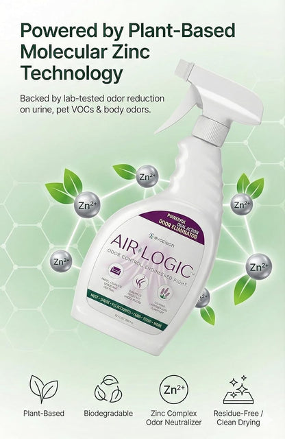 Dual-Action Odor Eliminator Spray 32 Fl Oz, Plant-Based Instant Knockdown & Enzymatic Deodorizer for Home, Neutralizes 16 Odor Sources, Bleach-Free, Fabric & Surface Safe, Lavender Lemon