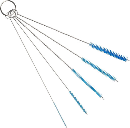 10" Tube Cleaning Brush Set, 5 Pack Large, Extra Long Nylon Straw Brushes with Flexible Handles for Bottles, Cleaning Straws, Pipe Cleaners, Keyboard, Glass, Guns, Detailing and Deep Cleaning, Black