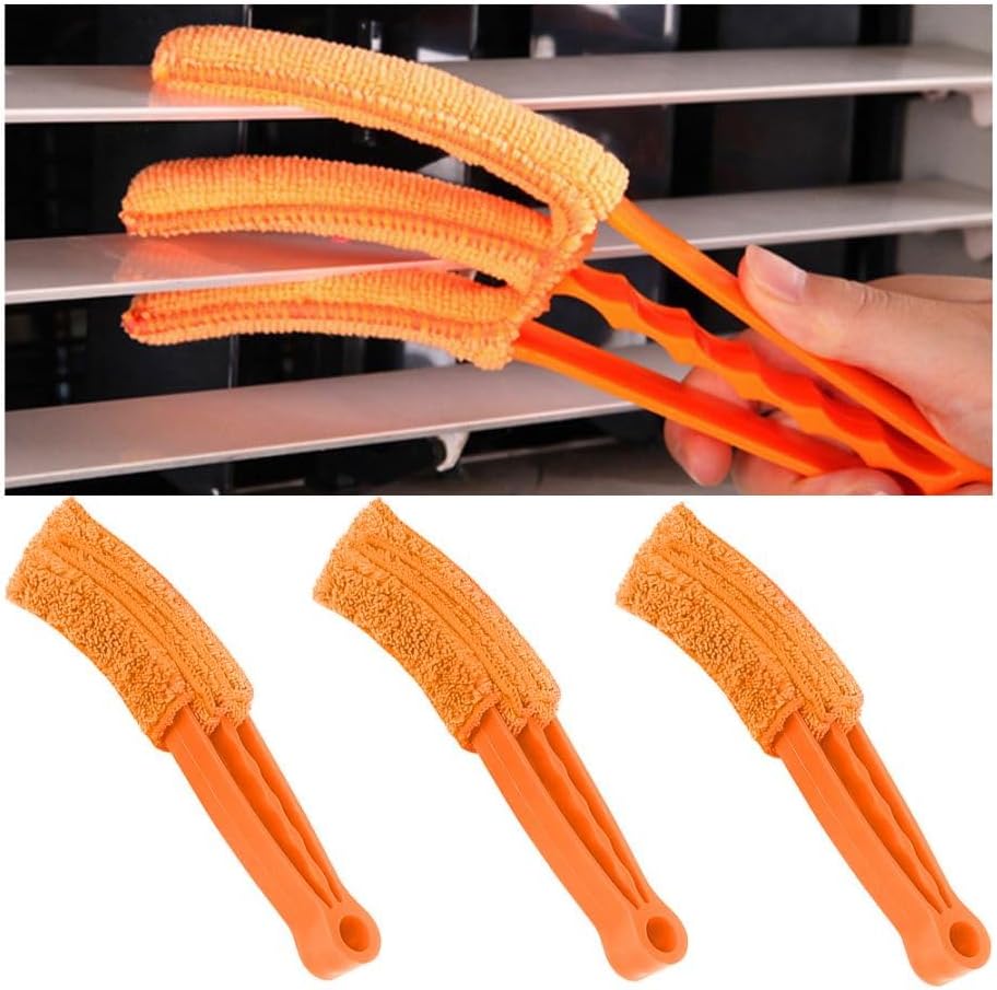 3PCS Mini Duster for Car Air Vent, Automotive Air Conditioner Cleaner and Brush, Vehicle Blind Dust Cleaning Tool for Keyboard, Window, Shutter, Universal for SUV, Truck, RV（Rose Red）