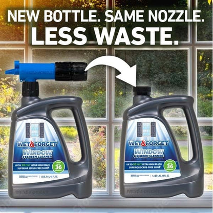 Wet & Forget Window & Screen Cleaner – Outdoor Window Cleaner Spray & Hose Attachment; No Scrubbing, Superior Scrub-Free Shine for Windows & Screens; 48oz (Pack of 2)