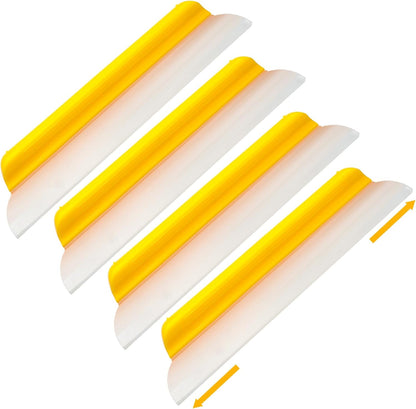 4 Pack 14 inch Car Drying Squeegee Longer Silicone Automotive Water Wiper Flexible Auto T-Bar Rubber Blade for Car Windshield Glass Window Bathroom Shower Squeegees Wash Tool (Yellow)