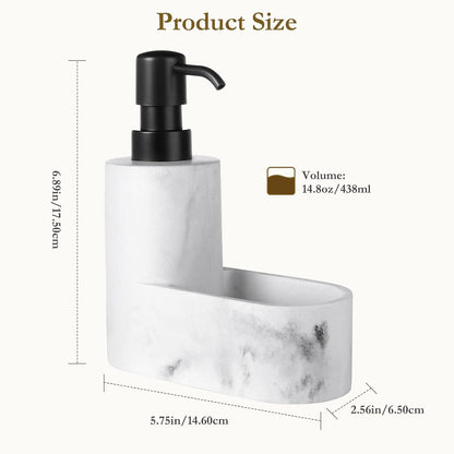 Shinowa Dish Soap Dispenser with Sponge Holder, Refillable Kitchen Dish Soap Dispenser Pump, 2-in-1 Countertop Soap Pump Dispenser for Kitchen Sink and Bathroom, Gravel Black