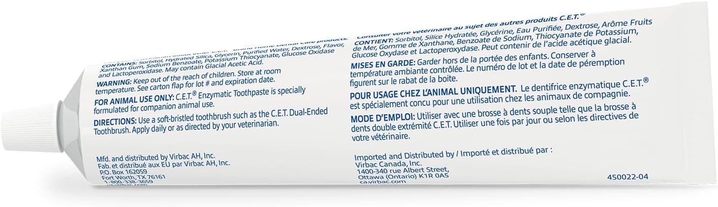 Virbac C.E.T.® Enzymatic Toothpaste| Tartar & Plaque Control for Fresh Breath | Pet Dental Care Toothpaste |Vanilla Mint Flavor, 2.5 oz