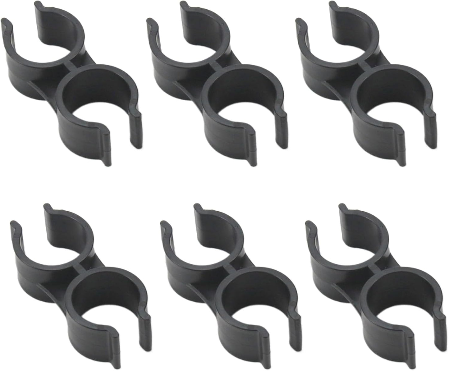 6Pcs Double Pipe Clamp Connectors for Broom and Dustpan,Plastic Shelf Pole Fastener Clips,Fits 18-20mm Diameter Pipes,Ideal for Warehouse,Supermarket,and Home Organization