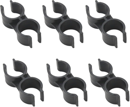 6Pcs Double Pipe Clamp Connectors for Broom and Dustpan,Plastic Shelf Pole Fastener Clips,Fits 18-20mm Diameter Pipes,Ideal for Warehouse,Supermarket,and Home Organization