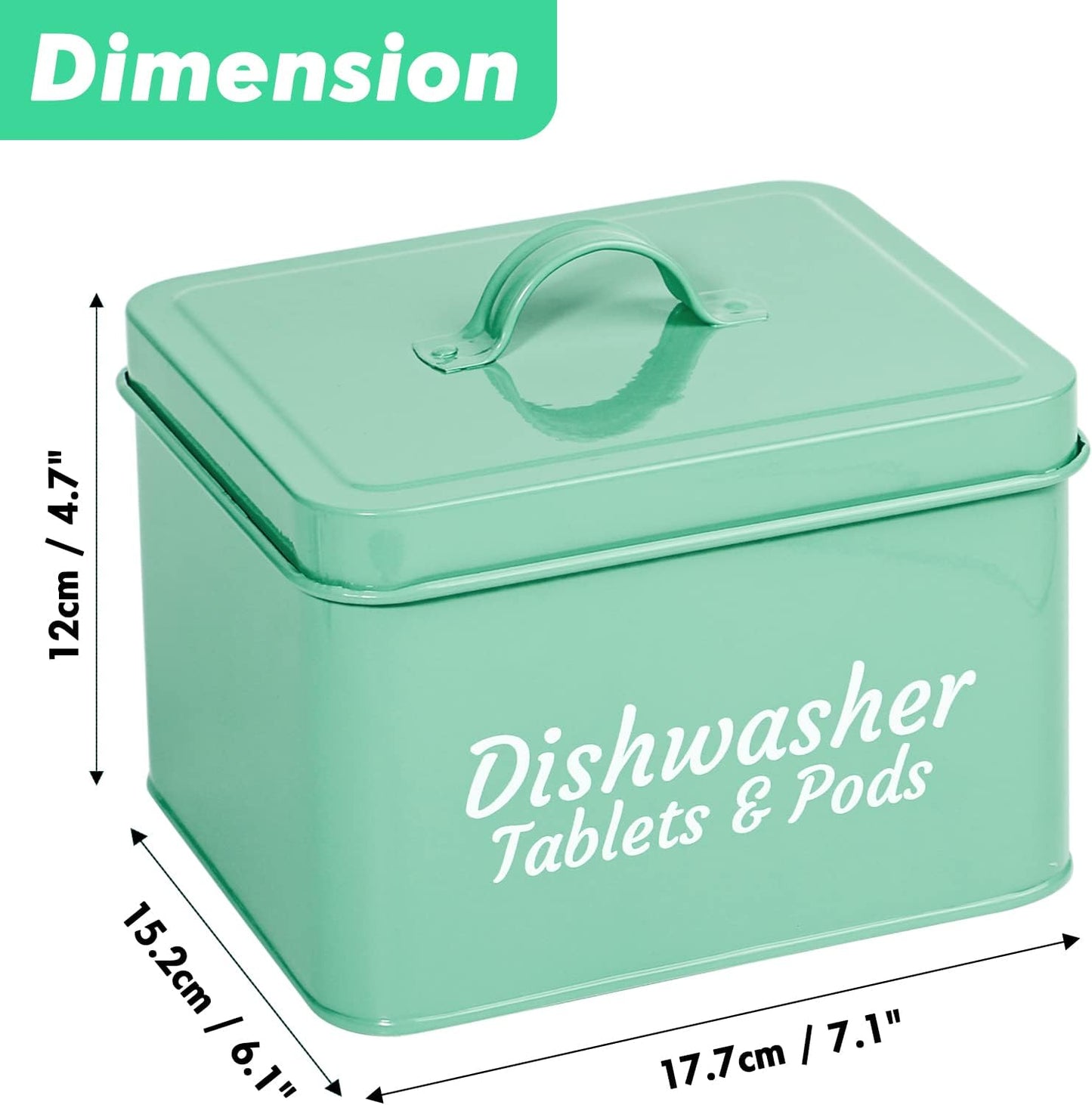 Webake Laundry Pods Container, Dishwasher Pod Container Tablet Holder, Farmhouse Metal Dishwasher Pods Storage Container with Lid for Kitchen Laundry Room Organization and Storage