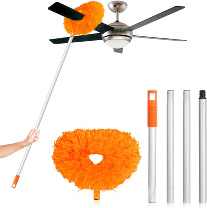 Ceiling Fan Cleaner Duster High Ceiling Extended Fan Blade Cleaner from 13 to 50 Inch Reusable Microfiber Ceiling Fan Duster with Extension Handle for Furniture Bookshelves Wall Door (Gray)