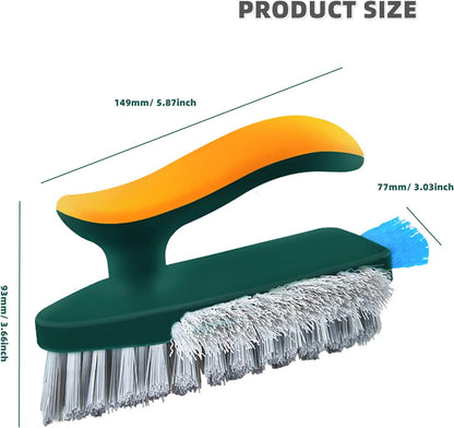 Cleaning Brushes 4-in-1 Floor Scrub Brush with Squeegee V-Shape Gap Scrub Brush Tile Grout Cleaner Brush Corner Crevice Scrubber Baseboards Brush Tool Groove Brush Multi-purpose Scrubbing Tools, Green