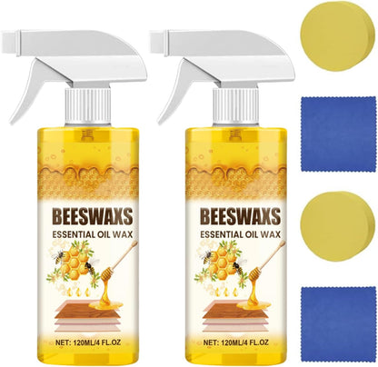 Quatrel Beeswax Wood Polish Spray,Beeswax Essential Oil Wax,Bee S Wax Polish And Cleaner,Natural Wood Polish Spray For Living Rooms,Kitchens,Wood Furniture Floors (2PCS)