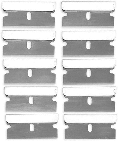 Razor Blades Metal Scraper Tool Pull Push Glass Scraper Stove Top Scraper Window Ceramic Scraper with10 PCS Single Edge Replacement Scraper Blades Removing Decal Label Residue Sticker,Silver